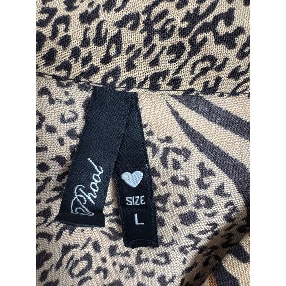 Phool Vintage Style Animal Print Button Down Shirt Size L Top Blouse Sexy 80s - Picture 6 of 9